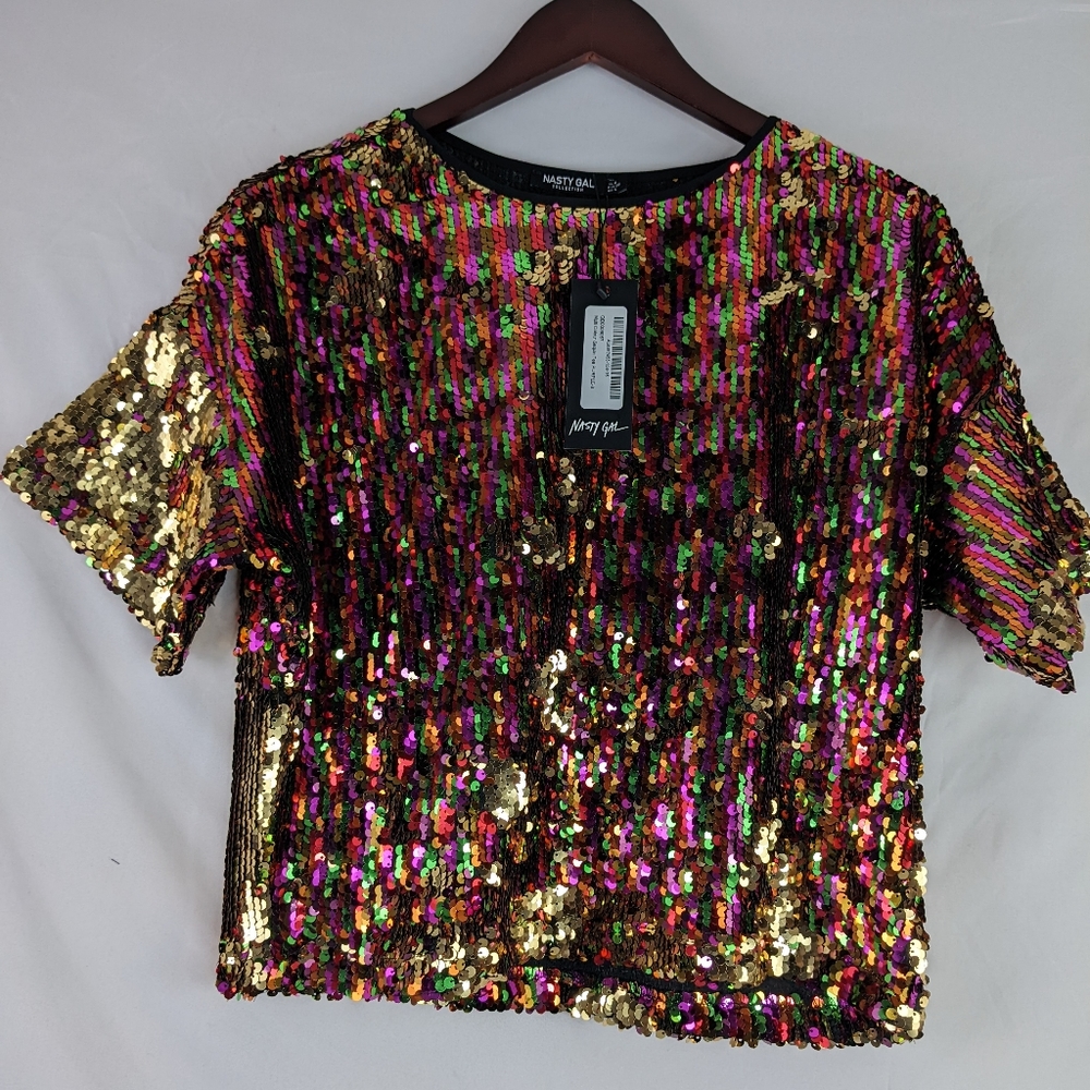 Rainbow sequin party top (Nasty Gal brand)